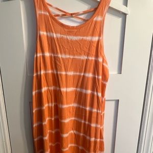 Orange tie dyed striped girls dress. Never worn.